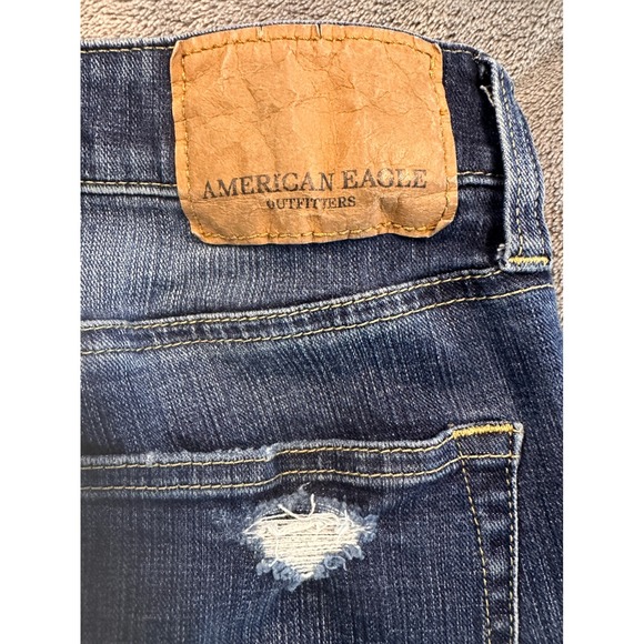 American Eagle Jeans Men 31x32 Blue Slim Strght Extreme Flex 4 Distressed Ripped - Picture 9 of 9